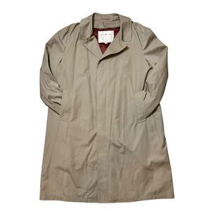 Towne by London Fog Men's Trench Coat 48R Tan Zip Out Lining Single Breasted